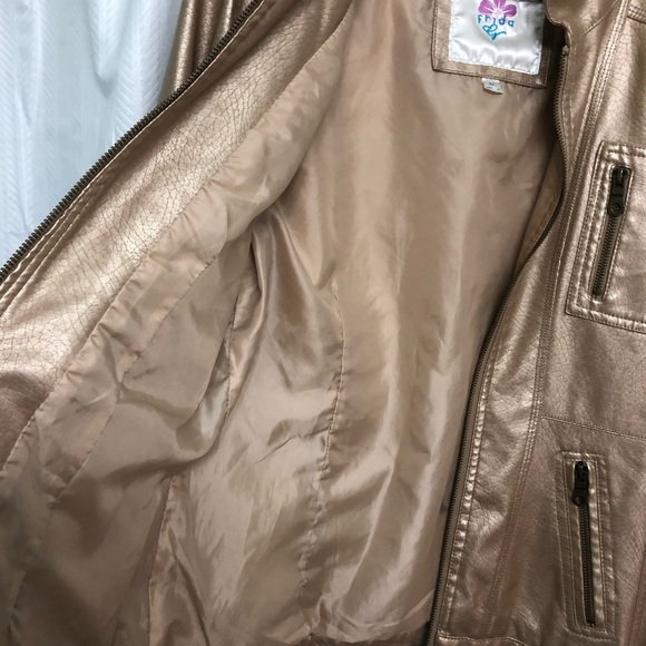 Frida Faux Leather champagne zip up jacket - Picture 6 of 6